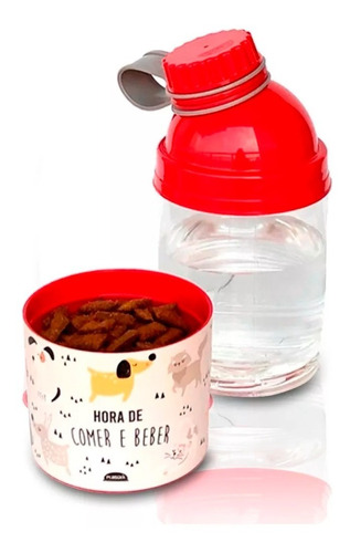 Bebedouro Pet Portátil 360ml Com Compartimento Para Petiscos