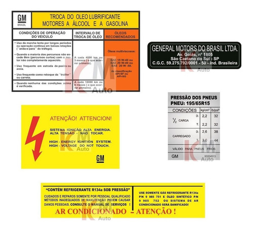 Kit Adesivos Advertência Omega Motor 2.0 1992 À 1997 Cor Não aplica