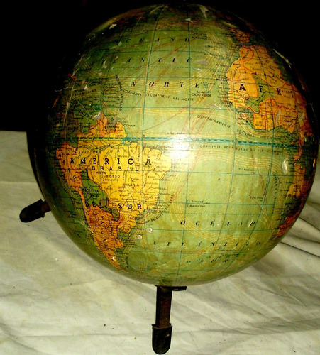 Antiguo Globo Terraqueo Garrido Escritorio Sala Vitrina