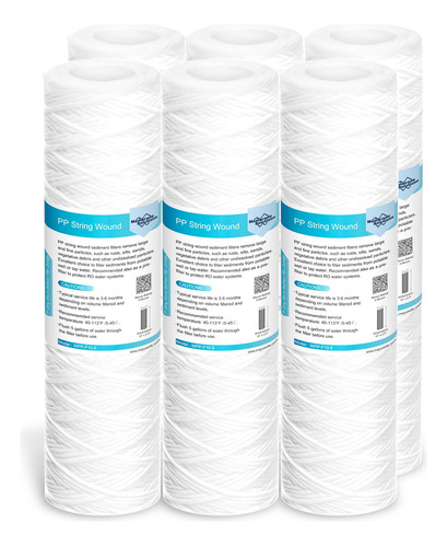 Filtro Agua 5 Micrones 10pulgx2.5puLG Sedimentos - 6 Pk.