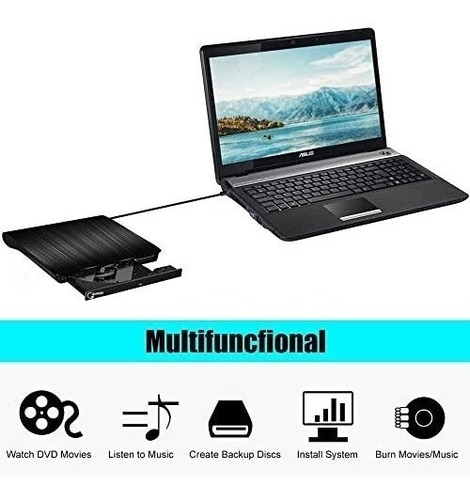 Imagen 4 de 6 de Unidad Dvd Externa, Usb 3.0 Portátil Gotega Negro