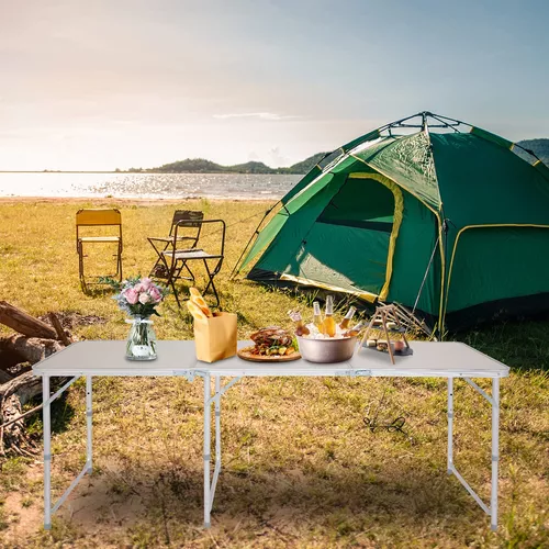 Mesa Plegable Pequena de Aluminio Altura Ajustable Ligera y Portatil para  Picnic