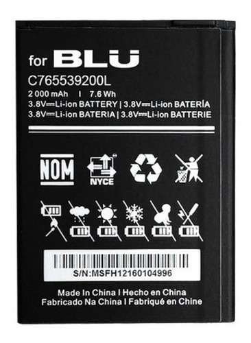 Bateria Pila Blu Studio X8 Hd C765539200l