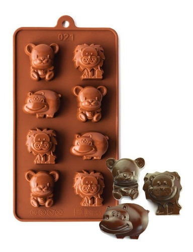 Molde Chocolate Bombon Silicona Leon Hipopotamo Oso Animales