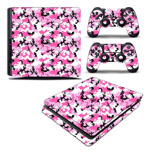 Skin Ps4 Slim Adesivo Película Playstation 4 Camo Pink