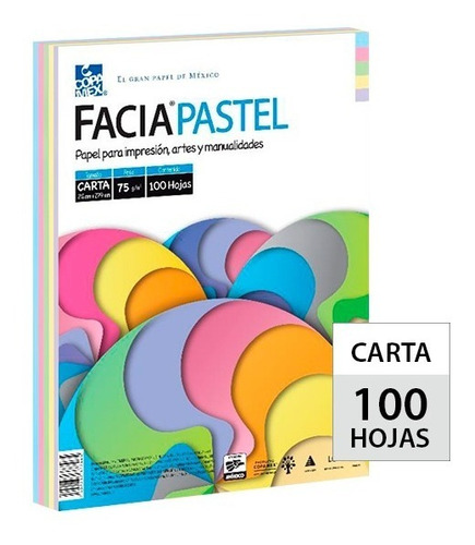 Papel Facia Pastel Mix Carta - Paquete Con 100 Hojas