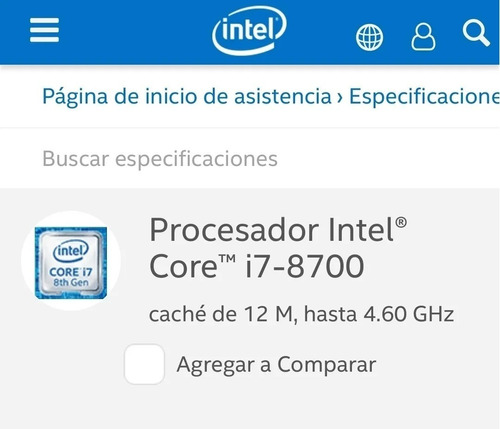 Procesador Intel Core I7 8700 3.2 Ghz Socket 1151 Oem