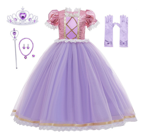 Vestido De Cosplay De Princesa Enredada #9pcs Rapunzel Para