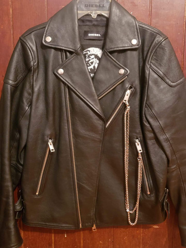 Chamarra Biker Piel Auténtica Cordero Diesel Talla M