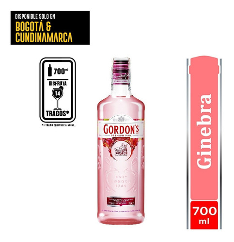 Ginebra Gordon´s  Pink 700 Ml Sol - Unidad a $97000