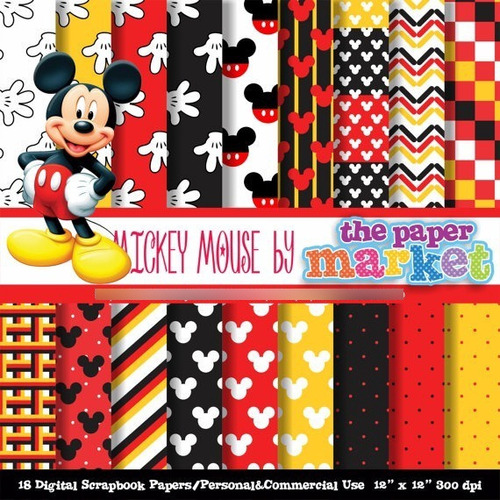 Papeles Fondos Digitales Mickey Mouse - Imprimible Candy Etc