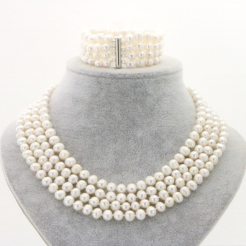 Collar De Perlas Cultivadas Con Brazalete