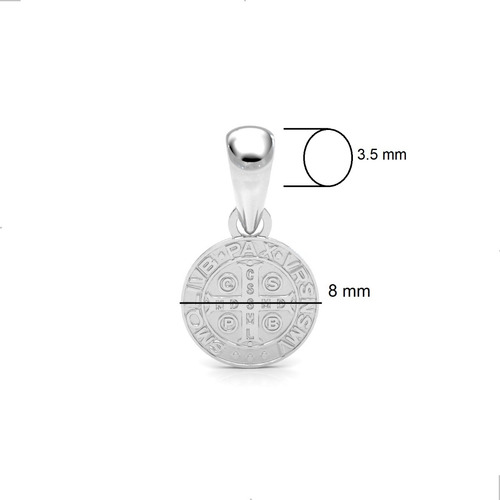 Dije Medalla San Benito De Plata 925 Mini 8mm Agálea