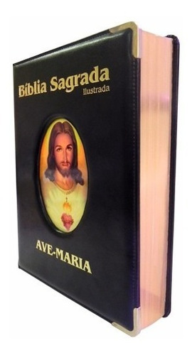 Bíblia Ilustrada Luxo Grande Ave Maria 57 Ilustrações Preta