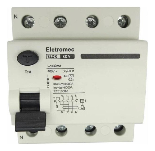 Interruptor Diferencial 80a 4p 30ma 400v Eletromec
