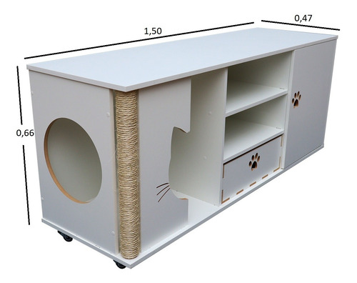 Rack Para Tv Com Cama Pet Arranhador Para Gato - Garfield