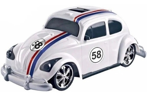 Carrinho Brinquedo Fusca Hobby Retrô Concept Car Herby Cor Branco Personagem Herbie