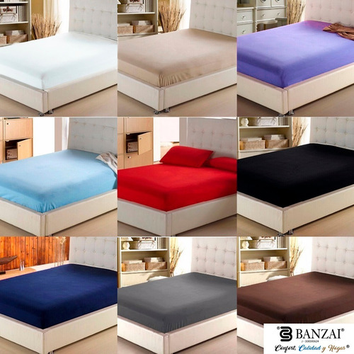 Juegos De Sábanas Individual Unicolores Básicos Marca Banzai