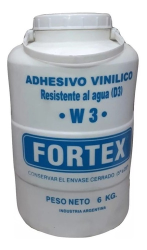 Cola Adhesiva Vinilica W3 Resistente Al Agua 20kg Fortex