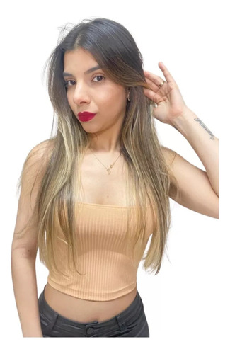 Top Faixa Cropped Tomara Que Caia Canelado Sem Bojo