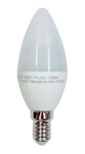 Ampolleta Led Tipo Vela E14 450 Lúmenes 6w Luz Blanca Cálida