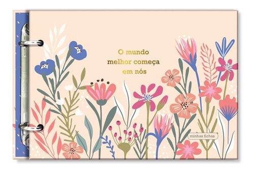 Mini Caderno Argolado Fichário Minhas Fichas - Primavera Flo