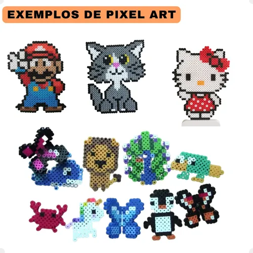 Kit Perler Beads 5,0mm Hama Pasta Pegboard 24 Cores 4300un | Frete