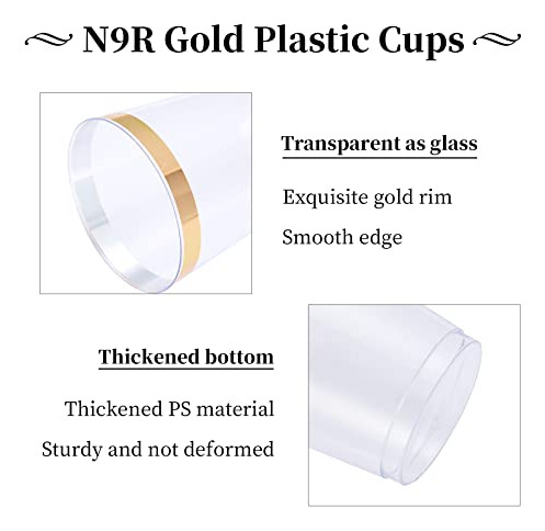N9r 72 Pack Vasos De Plástico De Oro, Vasos De Plástico Tran