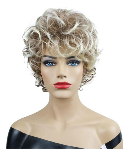 Peluca Rubia Ontemily, Corte Corto Con Ondas Elegantes