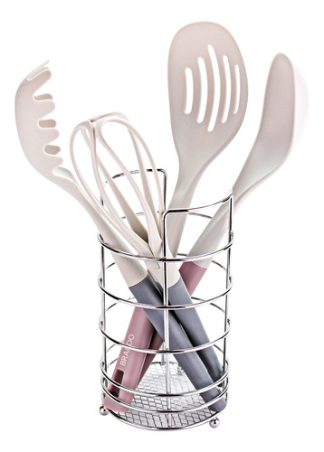 Set Utensilios De Cocina Gris Rosa 4pcs Brando