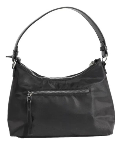 Cartera Trendy Mujer Microfibra Antirrobo Reforzada Acabado De Los Herrajes Níquel Color Negro Correa De Hombro Negro Diseño De La Tela Lisa