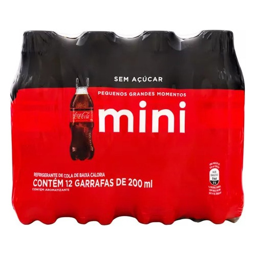 Refrigerante Coca-cola Sem Açúcar Pet 200ml Com 12unidades 