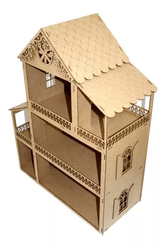 Casa Casinha Grande 80 Cm P/ Boneca Com Móveis