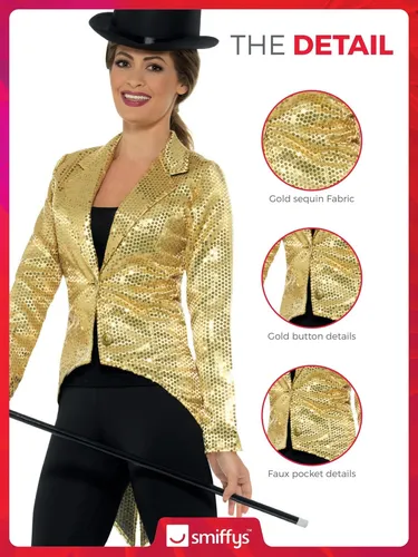 Smiffys Chaqueta Frac De Lentejuelas Para Mujer, Damas, Dora