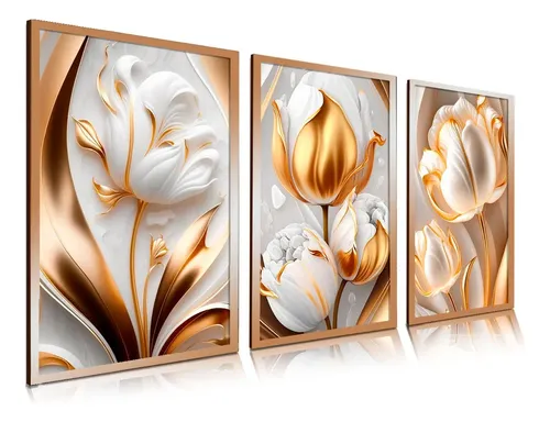 Quadro Decorativo Arte Tulipas Floral Moderna Luxo Casa Escritóri...