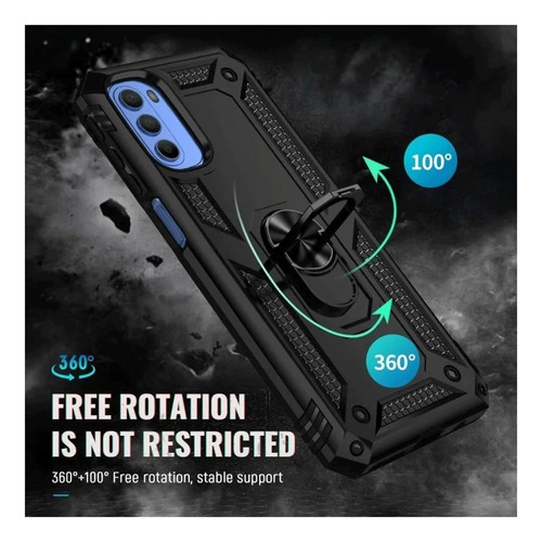 Funda Reforzada Con Anillo Para Modelos De Motorola Negro Moto G60s