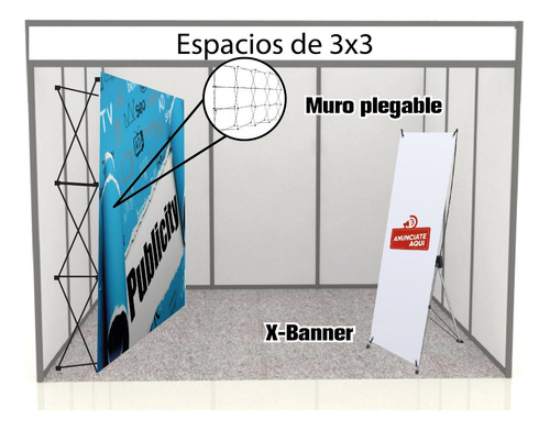 Stand Expo Espacio 3x3 Muro Plegable + Xbanner Tela Portátil