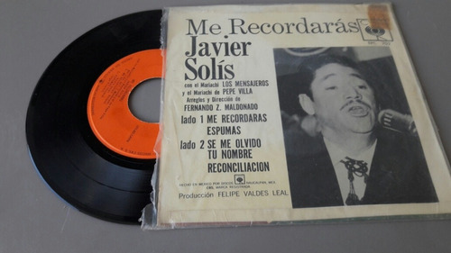 Disco Acetato 7 Javier Solis Me Recordaras (Usado)