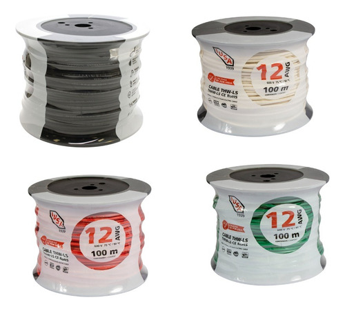 3 Rollos De Cable Iusa 12 Awg (300 Metros)