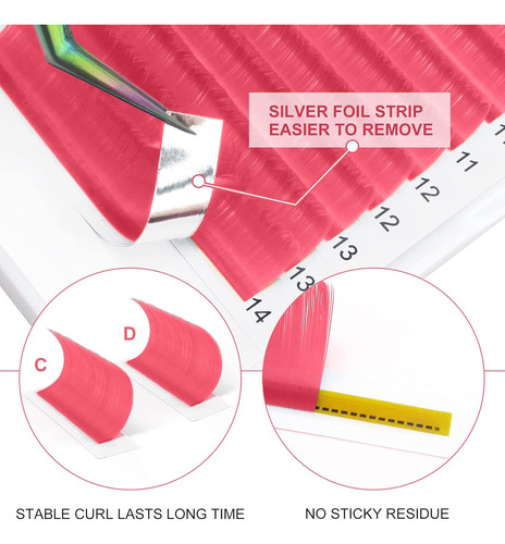 Easy Fan D-0.07-8-15 - Extensiones De Pestañas De Color Rosa
