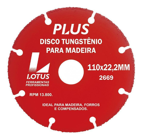 Disco De Tungstênio Para Corte De Madeira 110x22,2mm 100/10