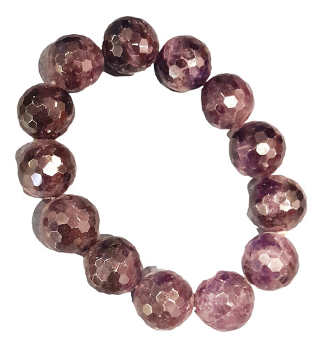 Pulsera Esfera Bolas Perlas Facetadas Cristal Amatista 15 Mm