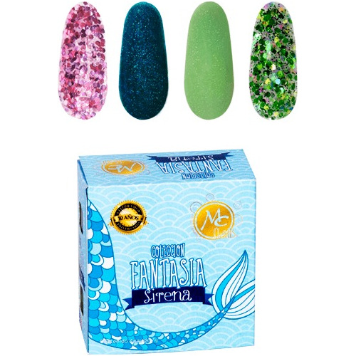 Mc Nails Colección Fantasia Sirena 4 Pzas 