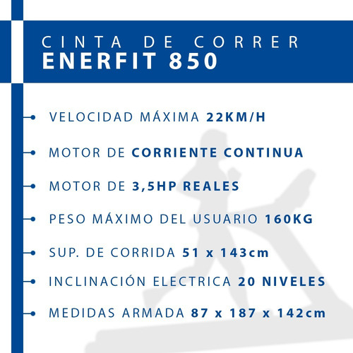 Cinta de correr eléctrica Enerfit 850 220V color negro