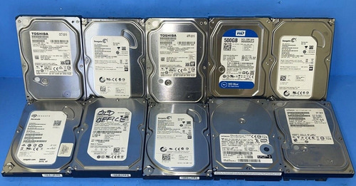 Lot Of 10 - 500gb  Hdd Assorted Brands/models 3.5  Seagate