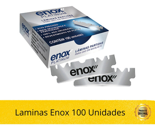 Imagem 2 de 2 de Lâminas Partidas Para Navalhetes Enox Platinum 100 Unidades