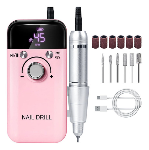 Pulidor De Uñas Profesional Portátil Con Pantalla Digital Rosa