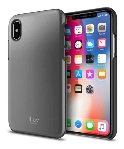 . Funda Iluv  Metal Forge Para iPhone X Y Xs Gris