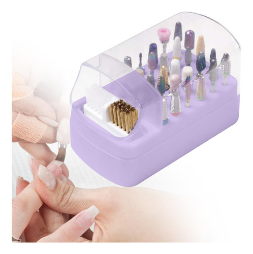 Soporte Para Brocas De Uñas 2 En 1, Estuche Para Violeta