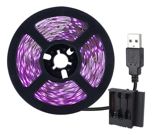 Tira Led Uv Luz Negra Fiestas Neon Alimentacion Usb Y Pilas